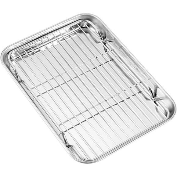 Baking Sheet with Wire Rack, Cookie Sheet Baking Pan Toaster Oven Tray - Picture 8 of 8